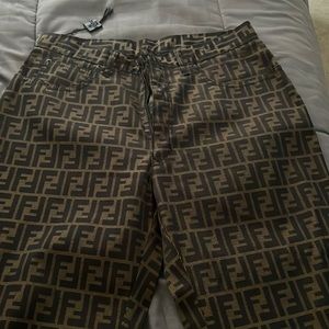 Fendi pants printed brown with all f all over the pants wore them once